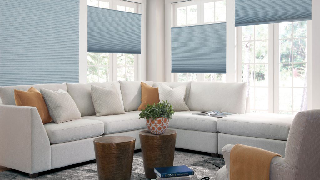 Top-down/bottom-up cellular shades, a perfect fit for the living room